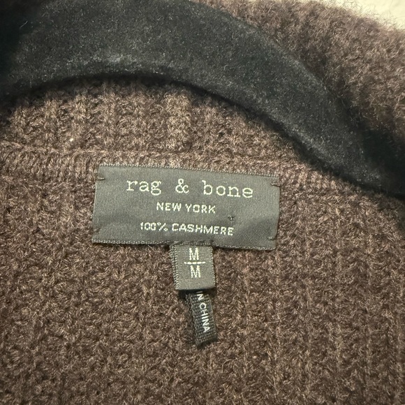 rag & bone 100% Cashmere Knit Hoodie Sweater Brown Size M Hooded Pullover - Picture 3 of 5
